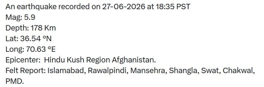 5 9 Magnitude Earthquake Jolts Lahore Islamabad Parts Of Pakistan 