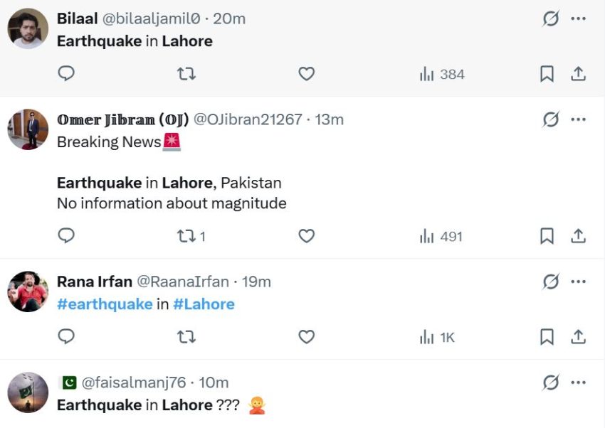 Earthquake Shakes Lahore Parts Of Punjab 