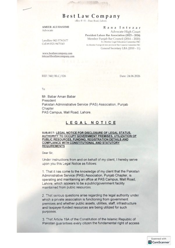 Legal Notice Served On Pas President Over Use Of Govt Office 