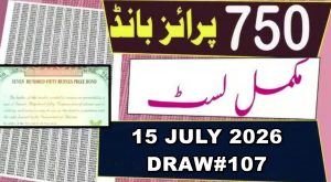 750 Prize Bond 15 July 2026 Full Winners List