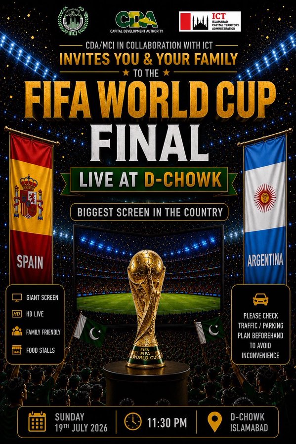 Big Screens Set Up In Lahore Islamabad Gujranwala For Fifa World Cup 2026 Final