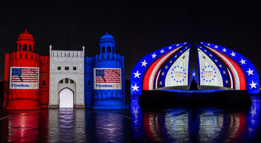 Pakistan Lights Up Key Monuments In American Flag Colours To Mark Us 250th Independence