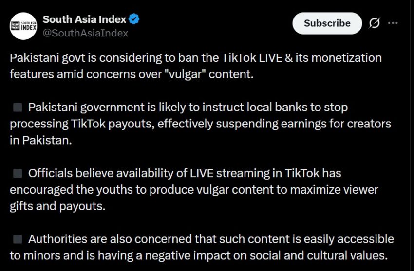 Tiktok Live To Be Banned In Pakistan Over Vulgar Content