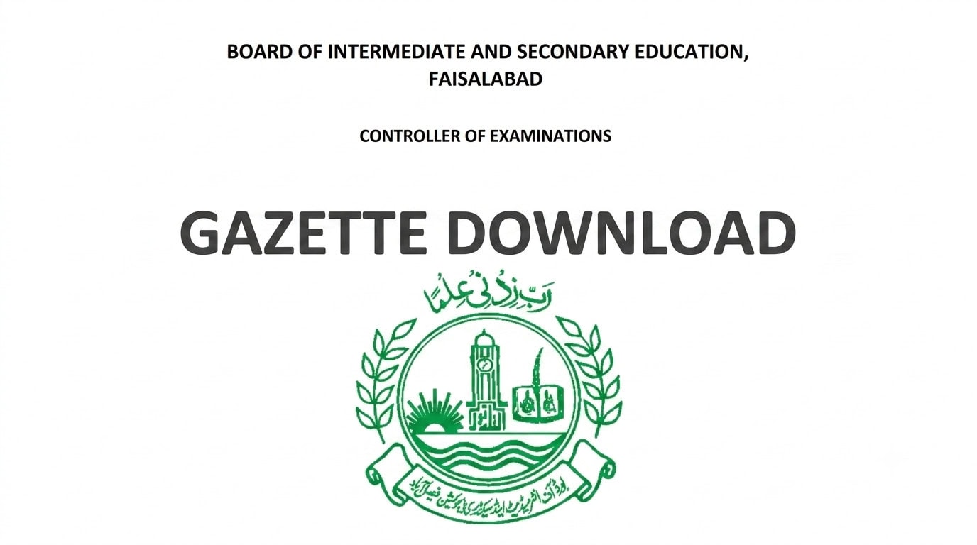 BISE Faisalabad Matric Class 10 Gazette 2026 PDF Download BISE Faisalabad Matric Class 10 Gazette 2026 PDF Download