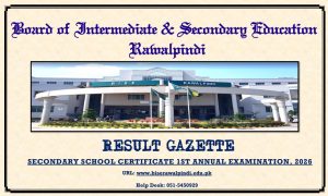 Bise Rawalpindi Matric Class 10 Gazette 2026 Pdf Download