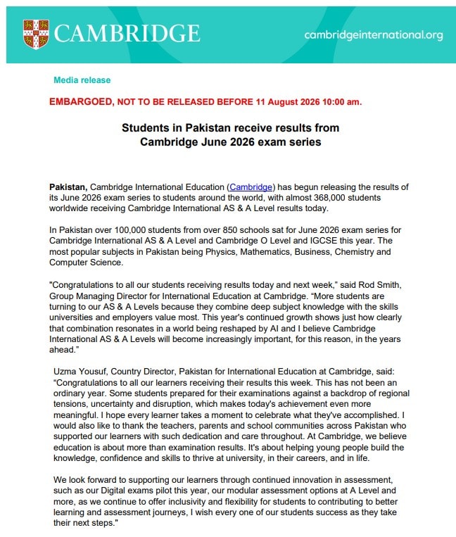 Cambridge A Level Results 2026 Pakistani Students Get Grades Amid Exam Leak Scandal