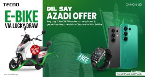 Celebrate Independence Day With Tecno Get A Free Smartwatch Worth Pkr 10000 Win A Revoo Y06 Electric Bike