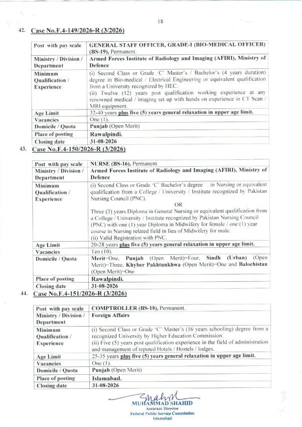 Fpsc Jobs August 2026 Teacher Nurse Medical Engineer Fia Vacancies Apply Online 