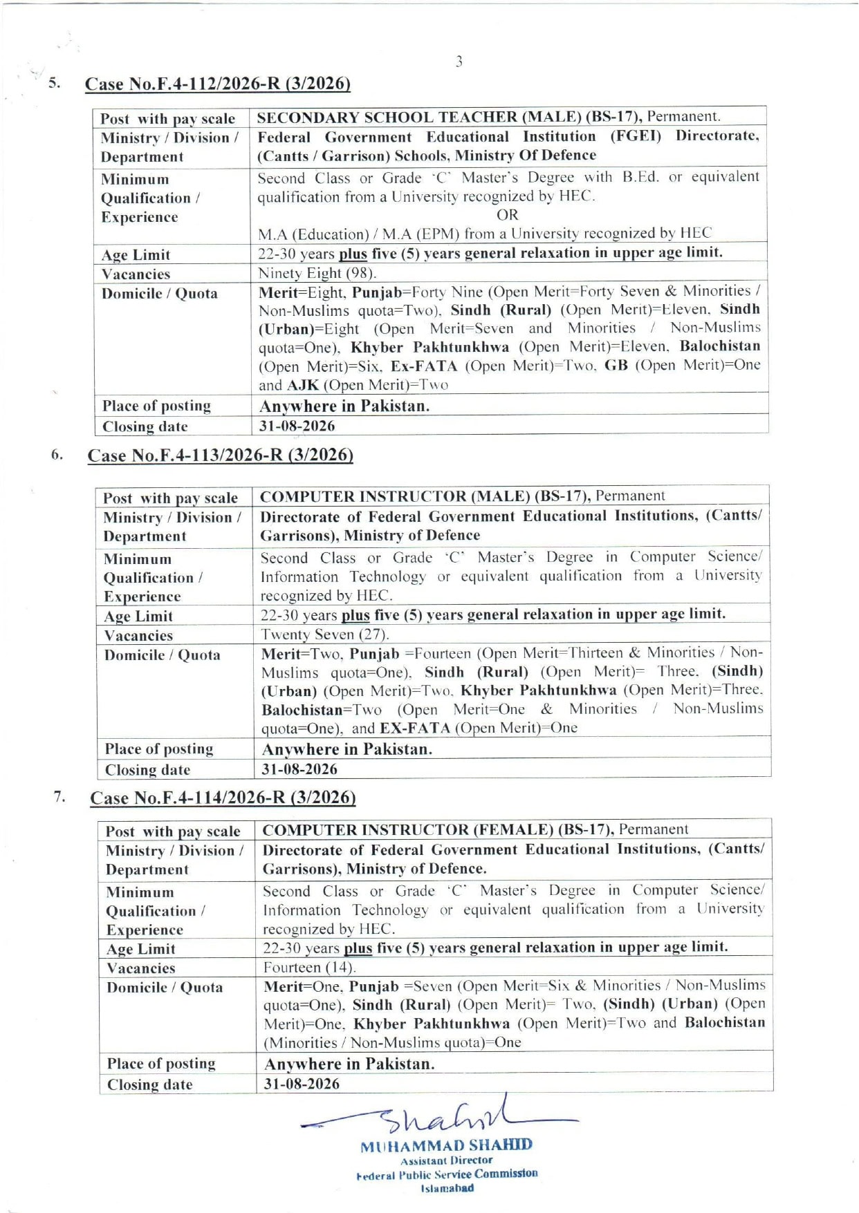 Fpsc Jobs August 2026 Teacher Nurse Medical Engineer Fia Vacancies Apply Online 