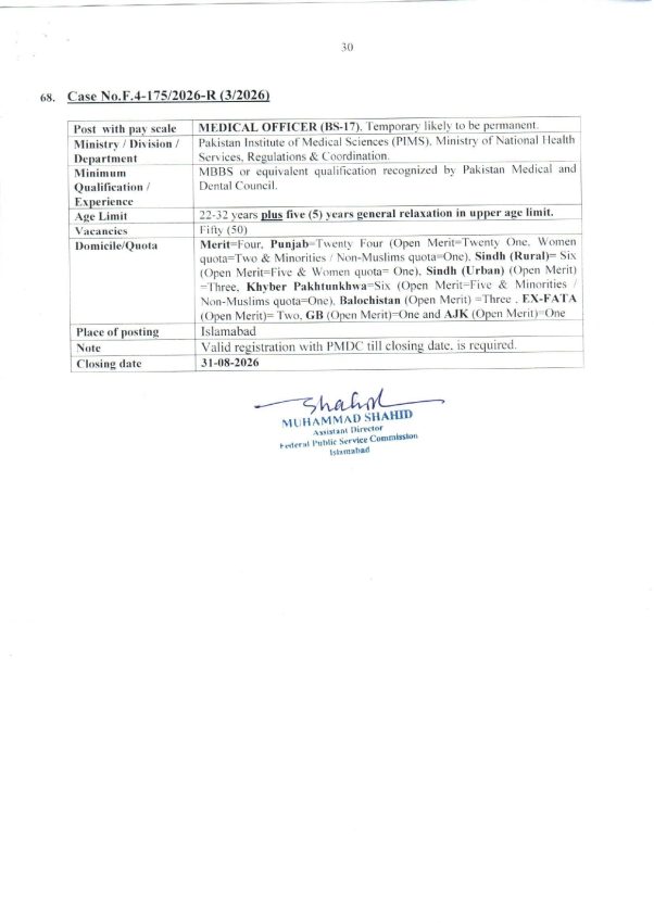 Fpsc Jobs August 2026 Teacher Nurse Medical Engineer Fia Vacancies Apply Online 
