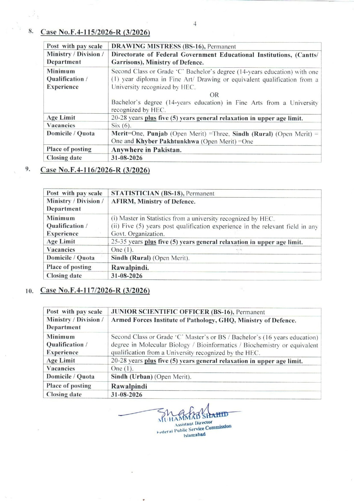 Fpsc Jobs August 2026 Teacher Nurse Medical Engineer Fia Vacancies Apply Online 