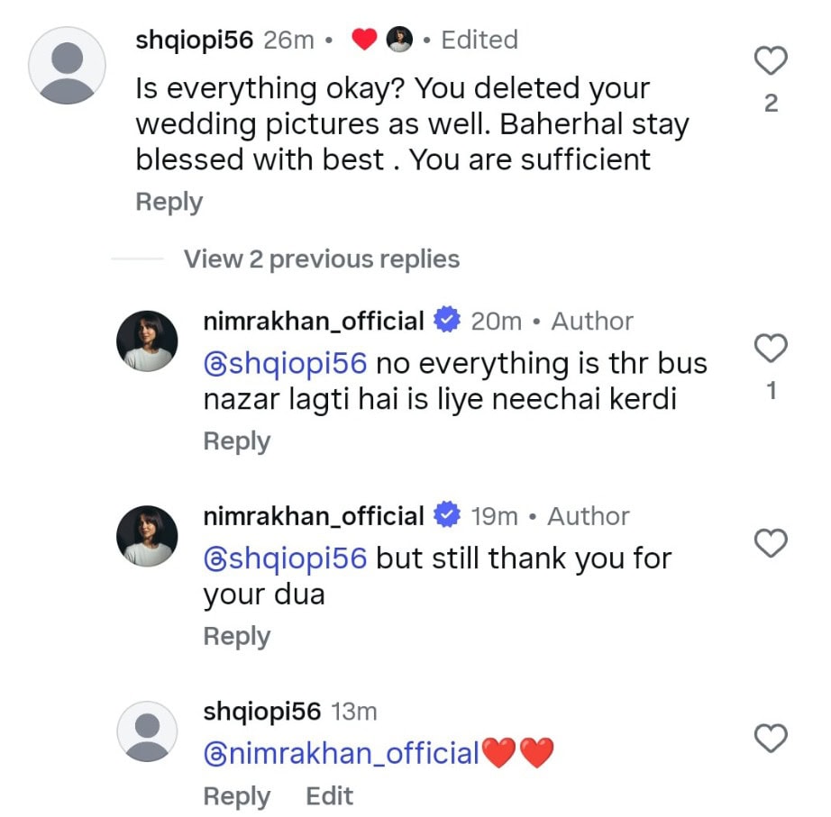Nimra Khan Explains Why She Moved Her Wedding Photos On Instagram 
