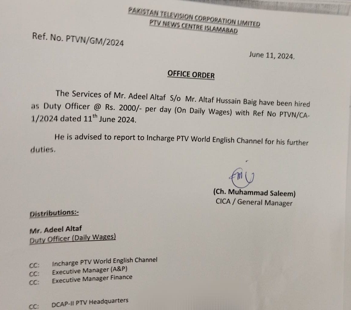 Ptv Under Fire As 8 Relatives Of One Official Hired On Up To Rs80000 Salaries
