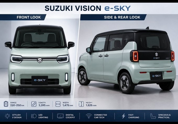 Suzukis First Electric Kei Car E Sky Gets 50 Kw Fast Charging 300 Km Range 