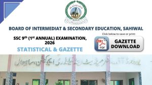 Bise Sahiwal Class 9 Result Gazette 2026 Download