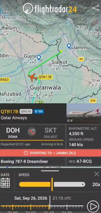 Flightradar24 Tracking Error Shows Qatar Airways Flight In Occupied Kashmir Sialkot Airport Explains 