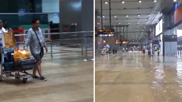 Heavy Rain Causes Waterlogging At Delhi Airport Flights Disrupted