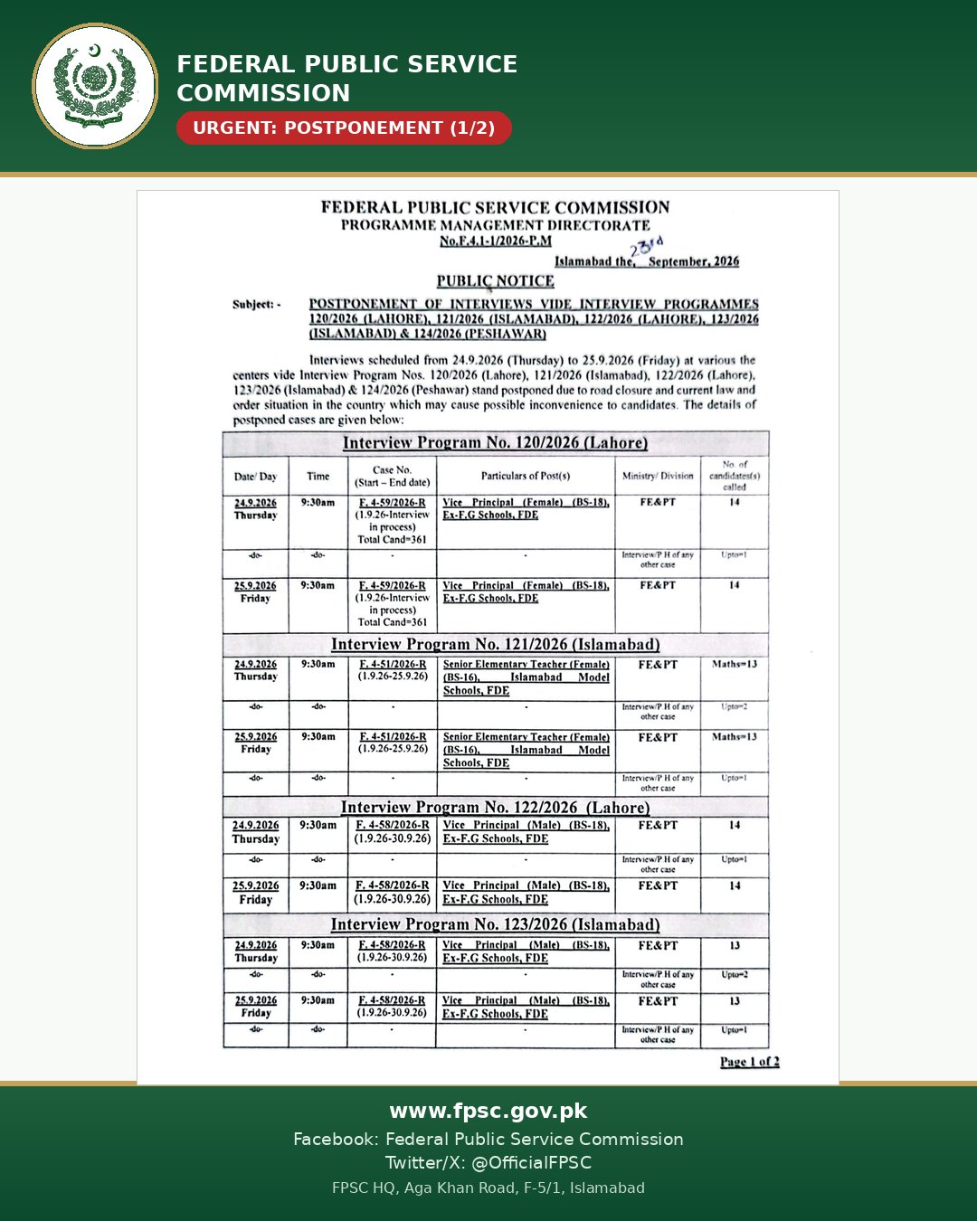 Islamabad Road Closures Force Postponement Of Fpsc Interviews 