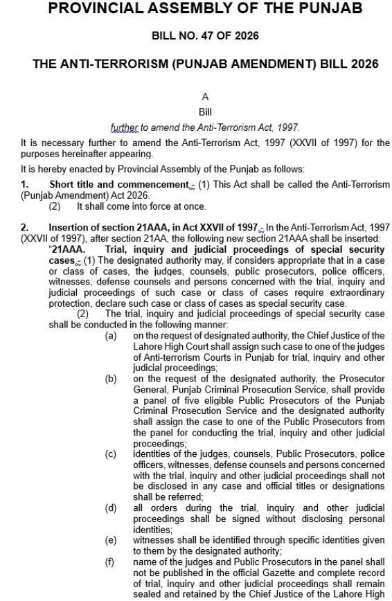 Punjabs New Anti Terror Law Brings Secret Trials With Unidentified Judges Prosecutors And Witnesses 
