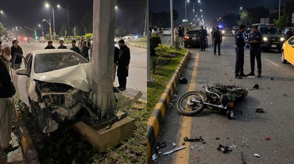 Mna Khurram Shehzads Son Injures Two Bikers In Islamabad Crash